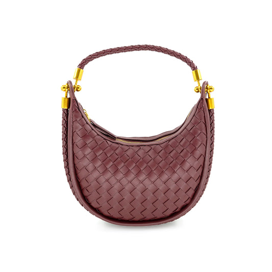 Colette Mini Woven Handbag | Burgundy