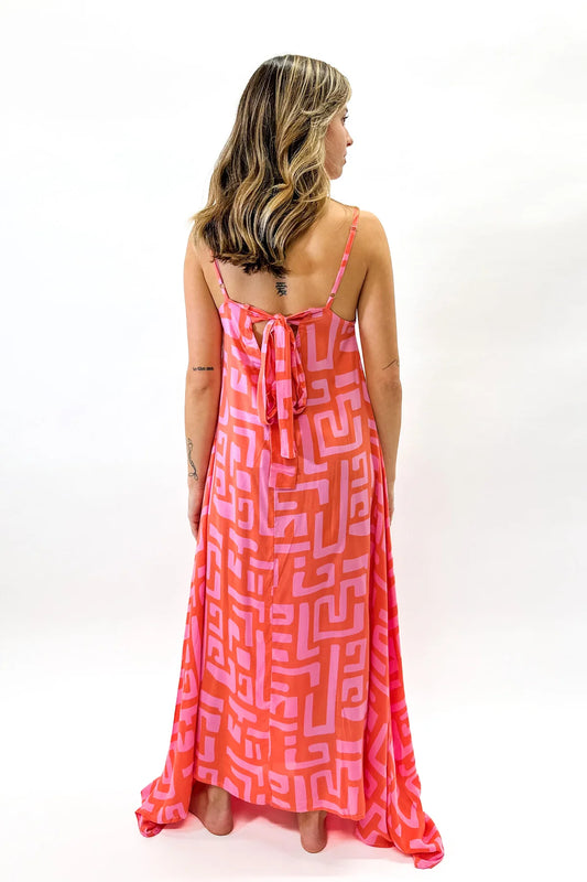 Reef Road Strappy Maxi Dress | Coral Geo