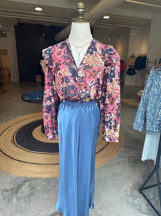 Charlie Satin Skirt | Indigo