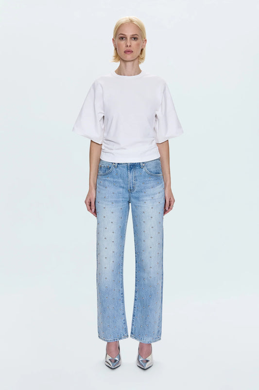 Lexi Mid Rise Bowed Straight Jean | Aries