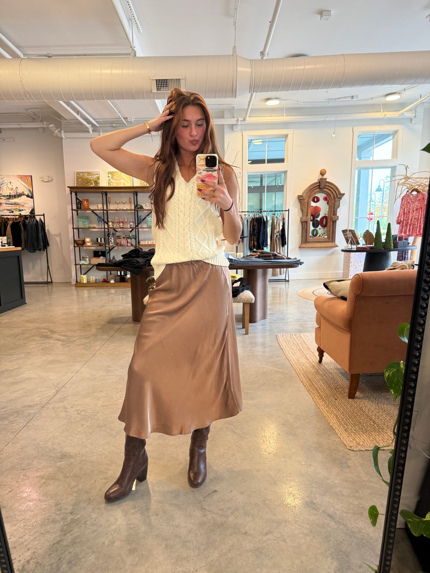 Charlie Satin Skirt | Mocha