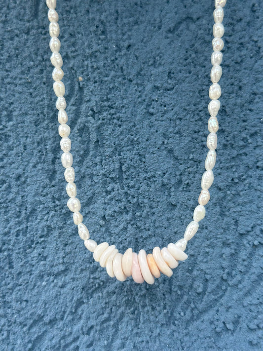 Pearl + Puka Collar Necklace