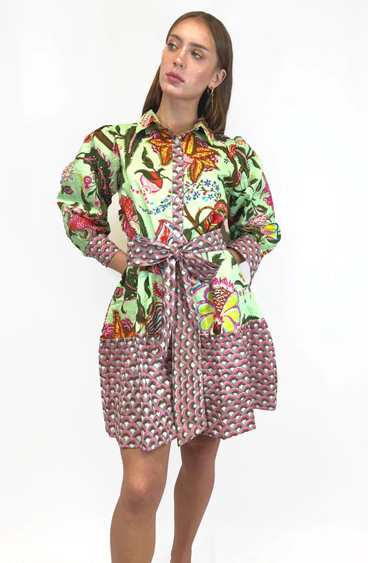 Gardenia Short Dress  | Green Multi