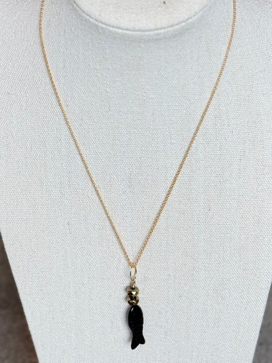 Isla Fish Necklace | Black Tourmaline