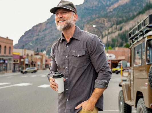 Corduroy Pearl Snap | Charcoal