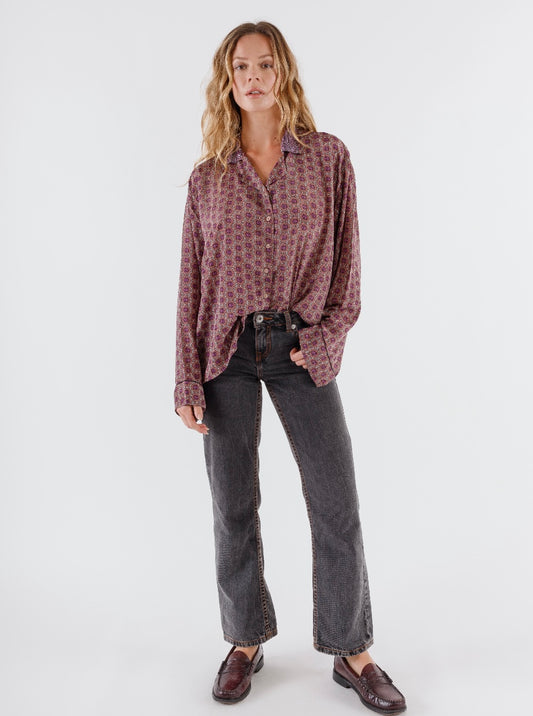 Taya Collared Button Down | Mauve Shadow