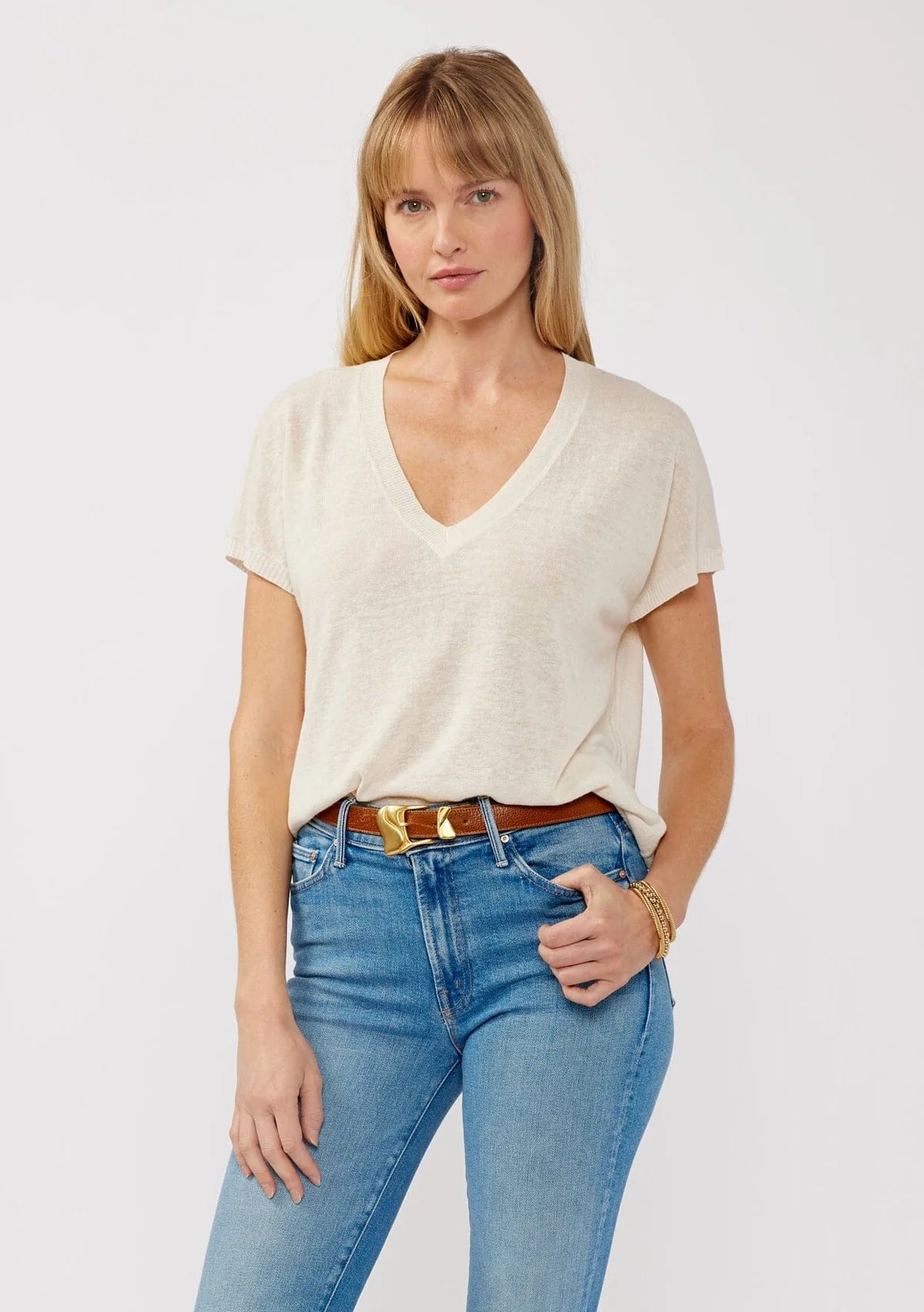 Gabby Linen Tee | Vanilla