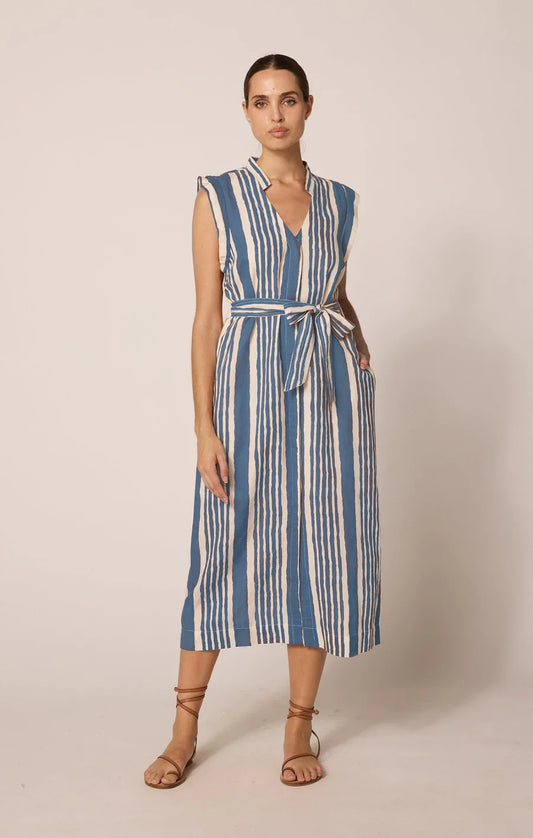 Lani Midi Dress | Blue Vecchio Stripe