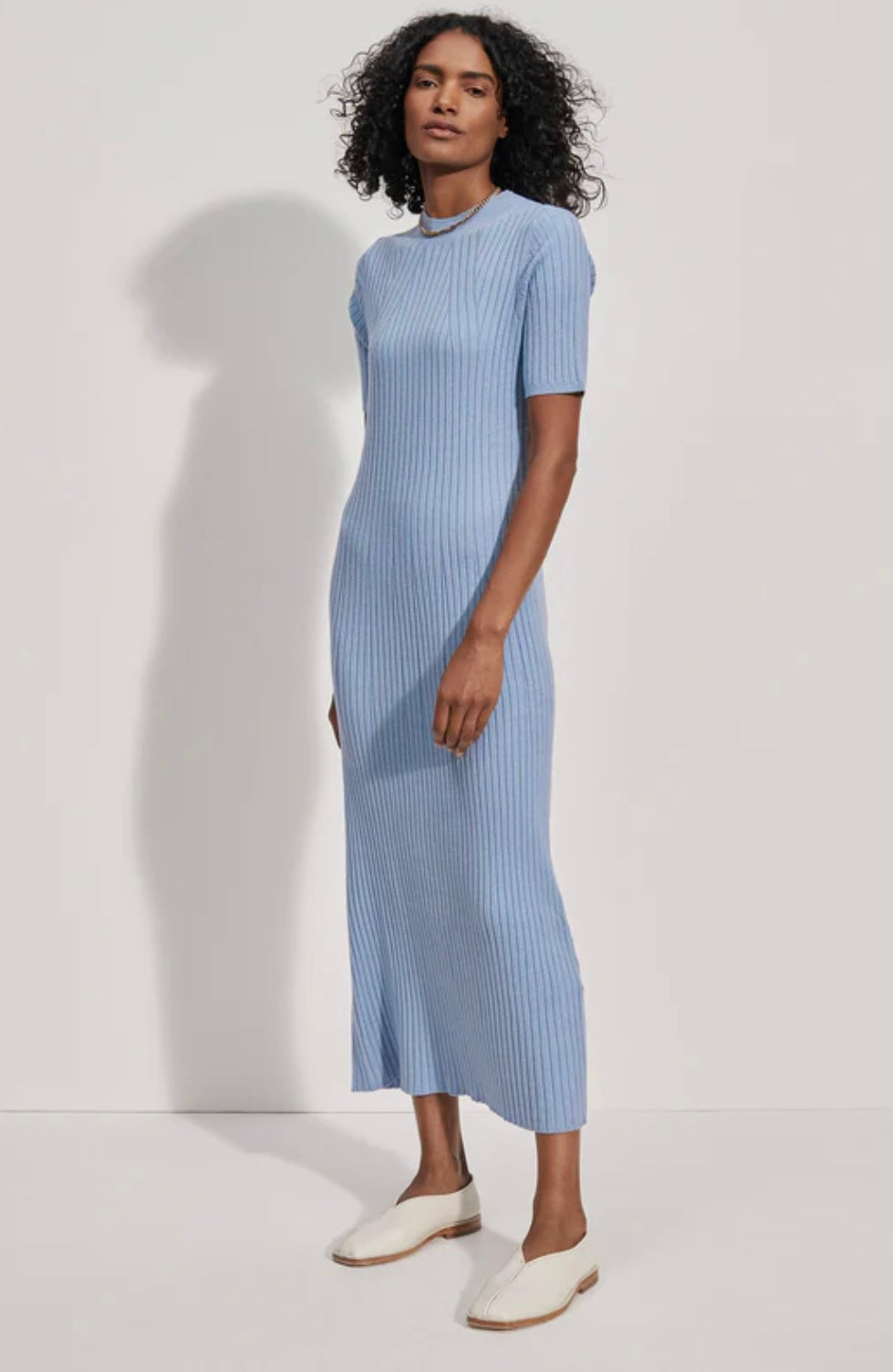 Maeve Rib Knit Midi Dress | Ashley Blue