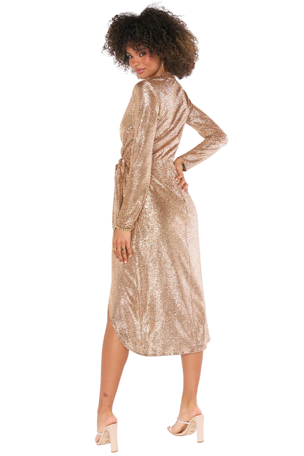 Kimora Wrap Dress | Tan Confetti