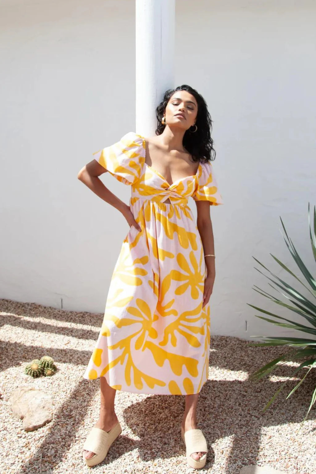 Paloma Midi Dress | Palma Amarillo Print