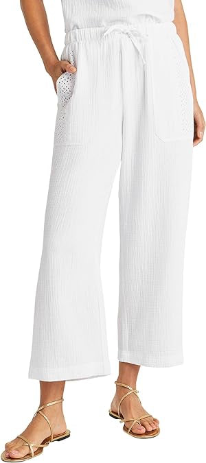 Kit Eyelet Gauze Pant| White