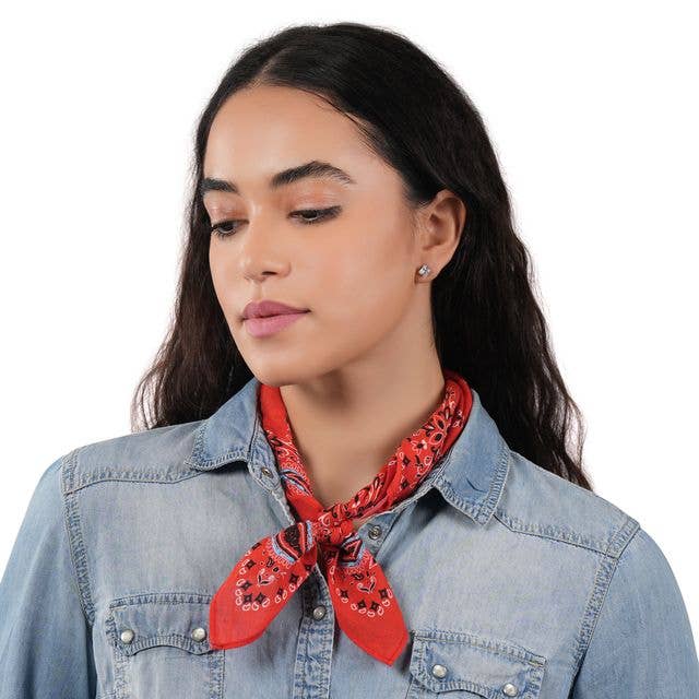 Ciao Paisley Cotton Bandana - Persimmon
