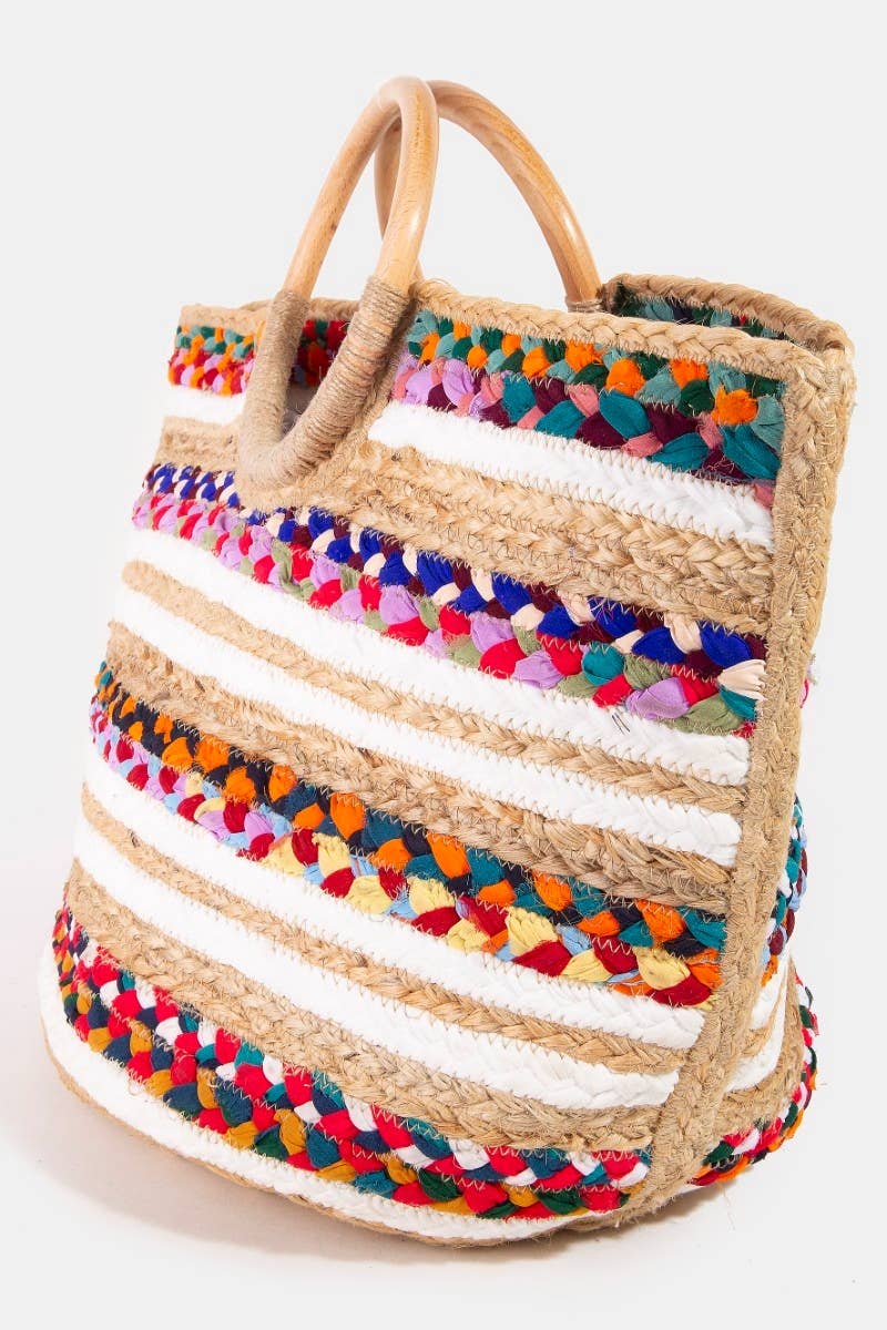Boho Blossom Jute Tote Bag