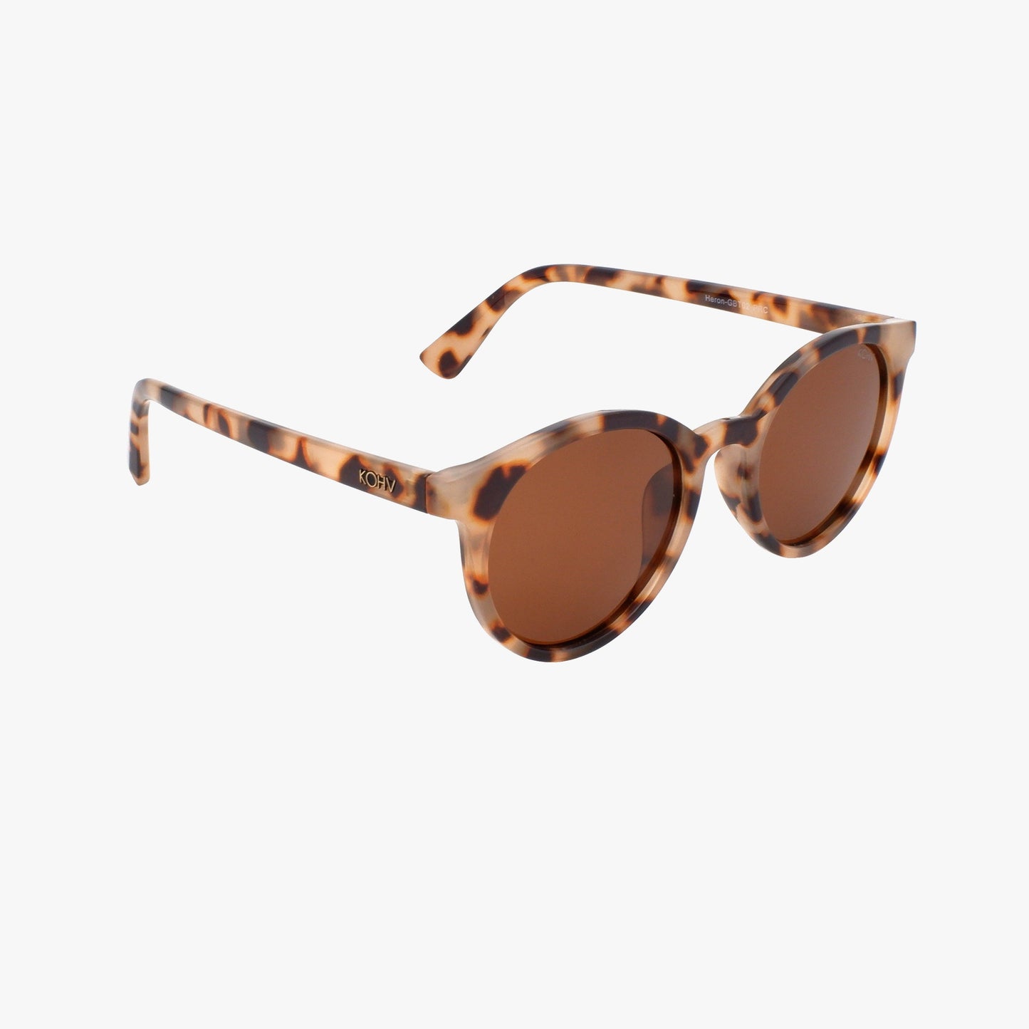 HERON LATTE TORTOISE Polarized Round Fashion Sunglasses