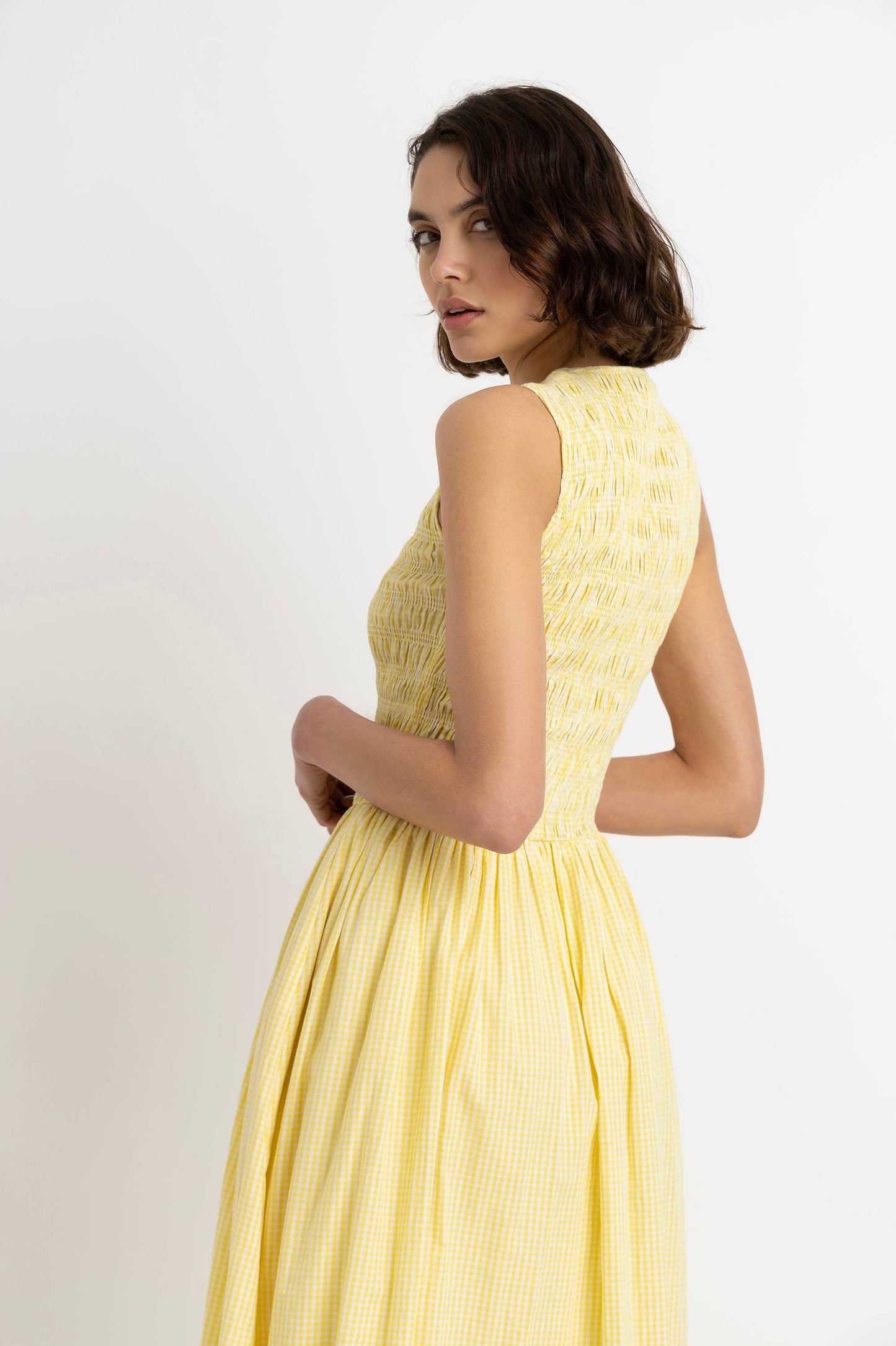 Emma Yellow Gingham Maxi Dress
