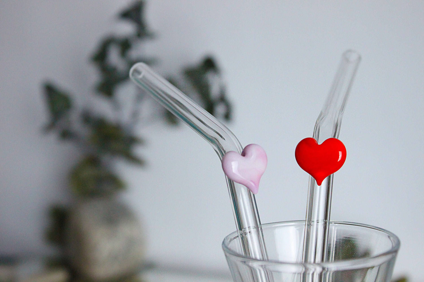Glass Straws with Glass Heart
