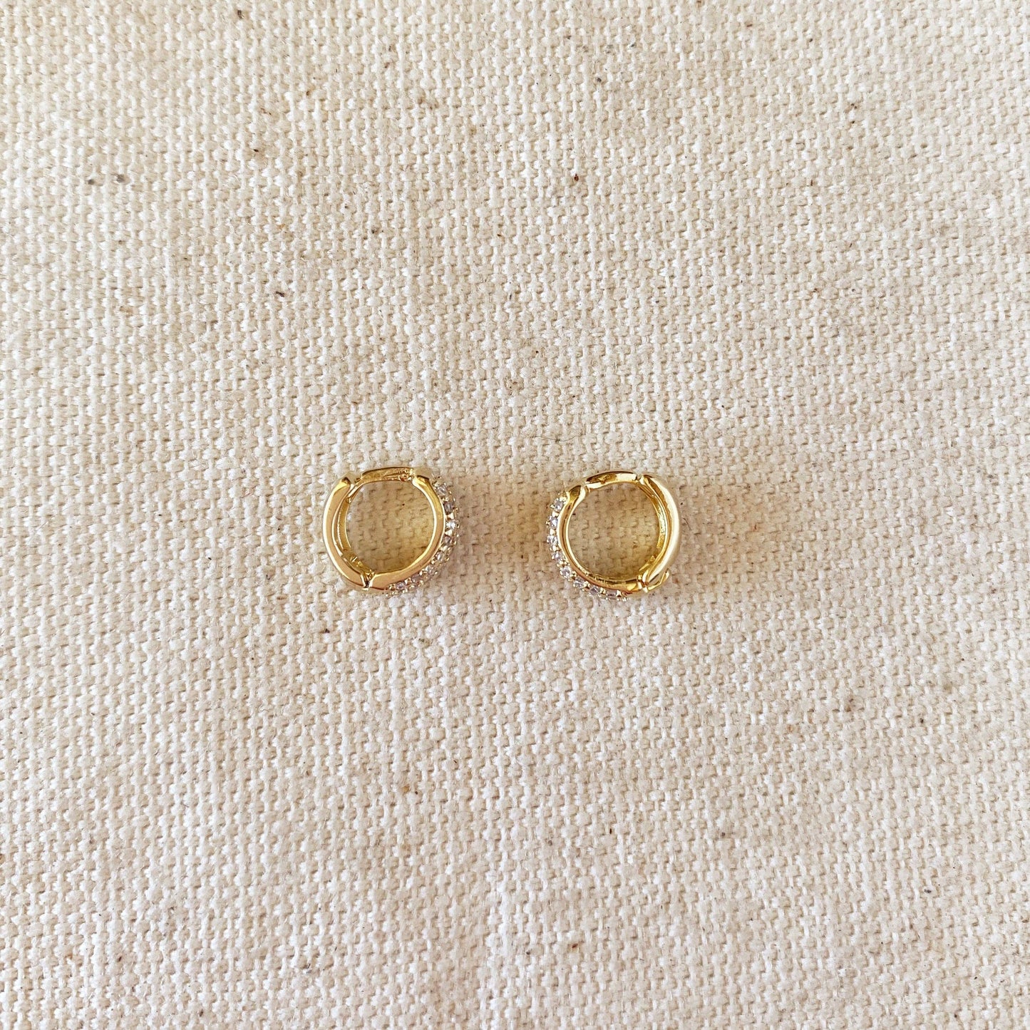 18k Gold Filled Cubic Zirconia Clicker Hoop Earrings