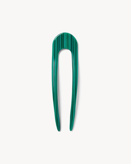 French Hair Pin in Malachite