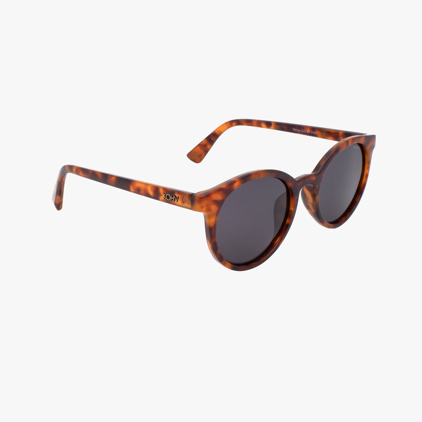 HERON AMBER TORTOISE Polarized Round Fashion Sunglasses