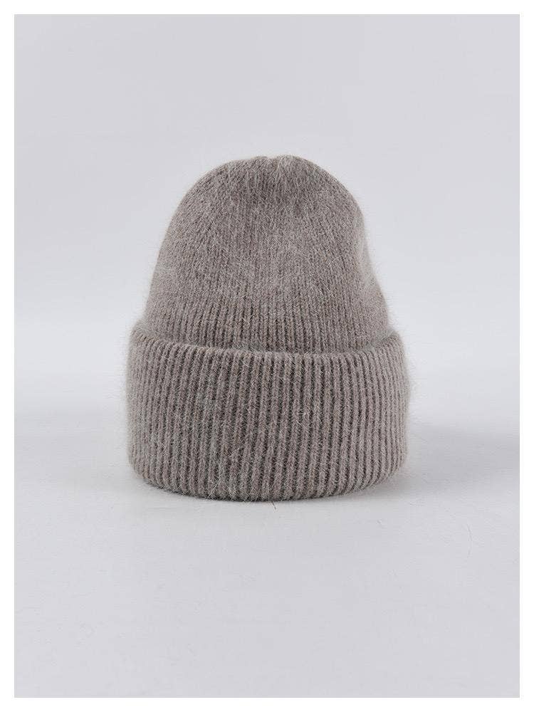 Angora Beanie Hat - Khaki 