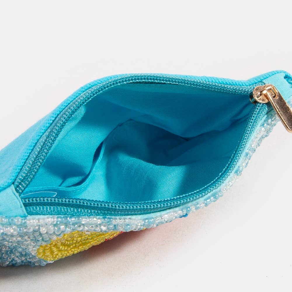 Sunbathing Pool Lady Seed Beaded Coin Purse
