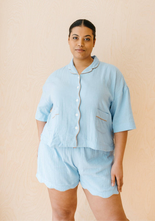 Cotton Pyjamas in Blue Scallop