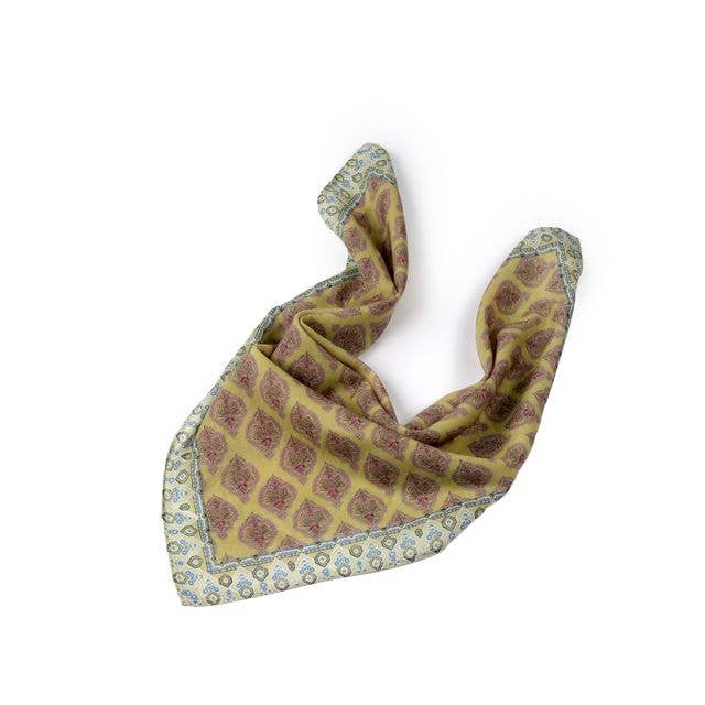 Ornate Pattern Cotton Bandana - Citrus Lime