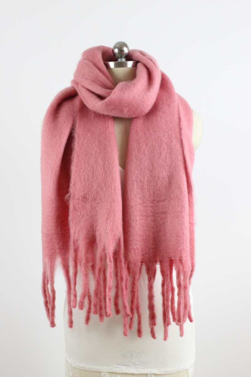 Solid Color Knit Scarf with Tassels-Bestselling