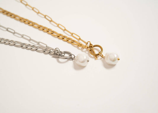 Toggle Clasp Freshwater Pearl Charm Necklace