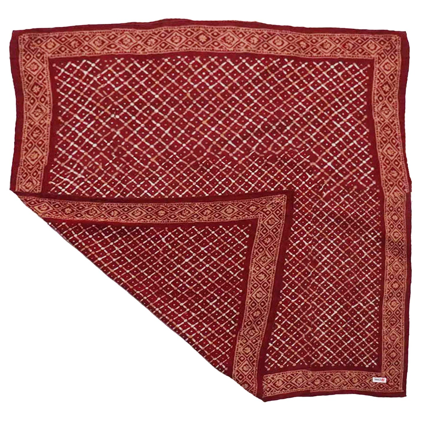 Batik Bandana - Soft Lightweight Cotton, Crimson Cross, Red