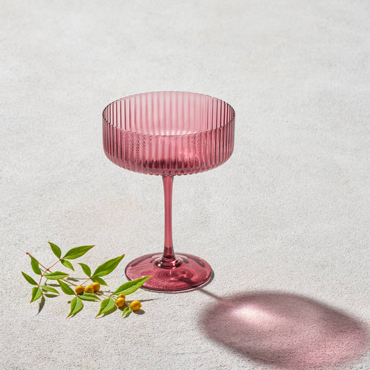 Malibu Ribbed Coupe Glass | Plum