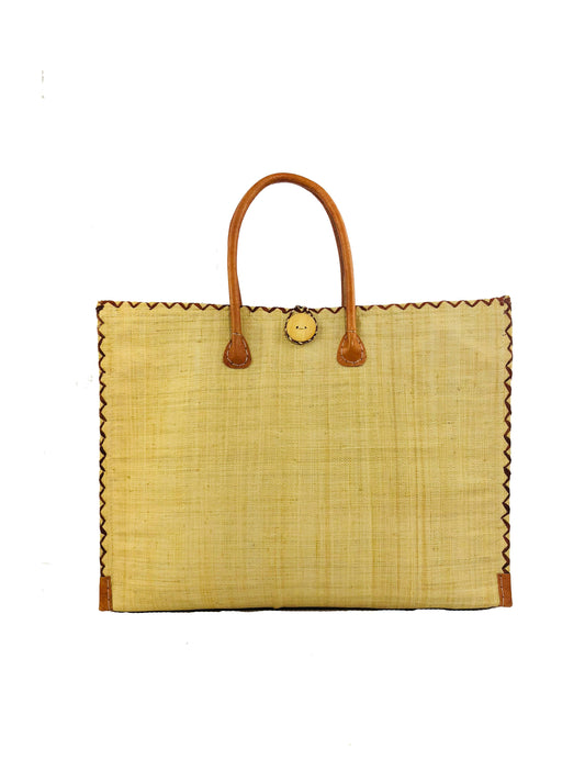 Zafran Solid Straw Market Tote