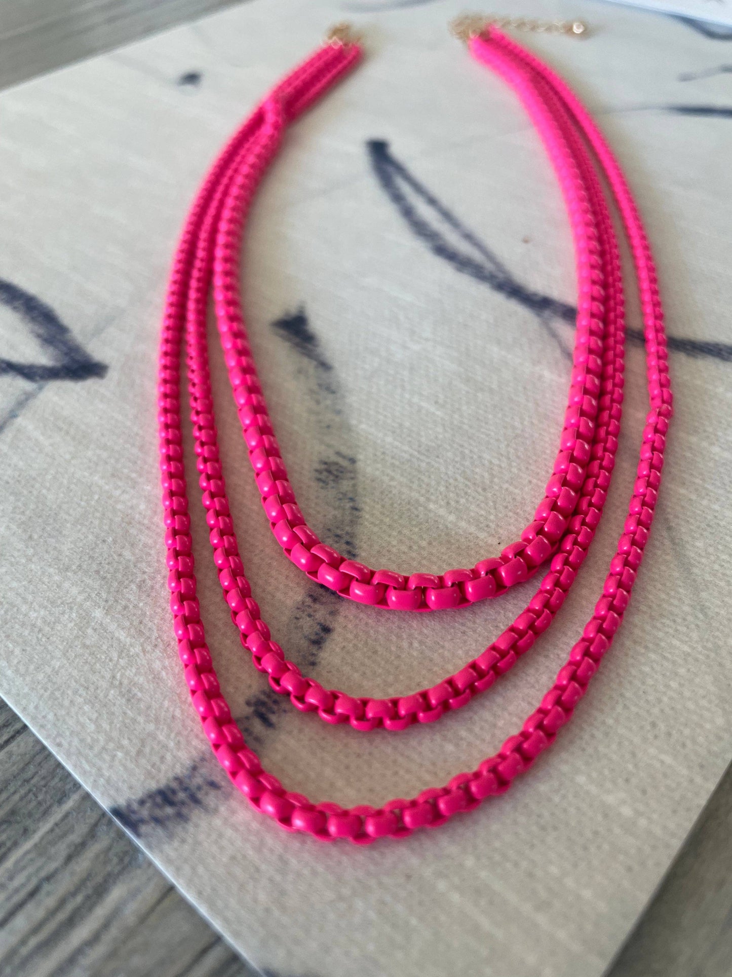Hot Pink Triple Stand Necklace
