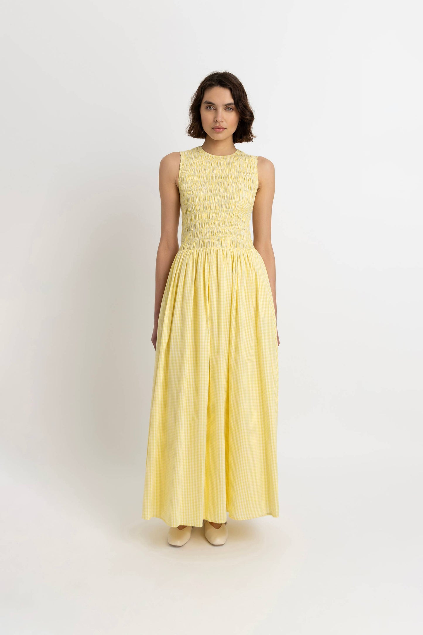 Emma Yellow Gingham Maxi Dress