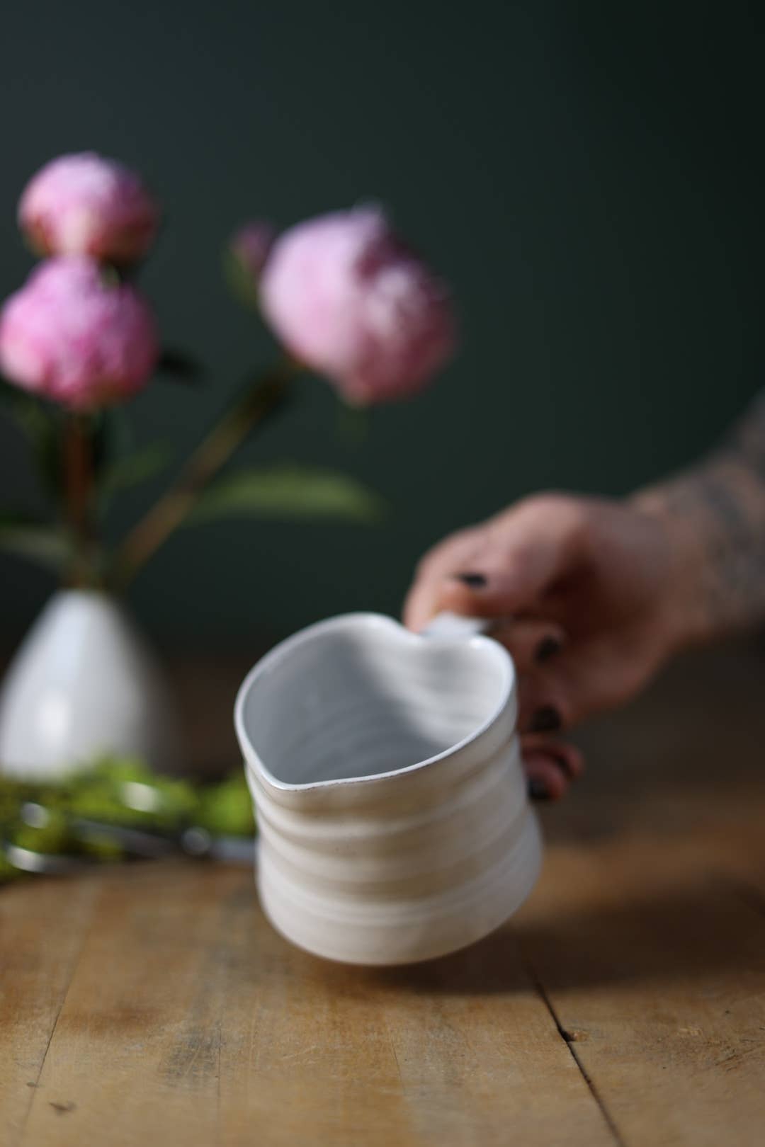 Heart Mug - White Handmade Pottery Valentine's Day