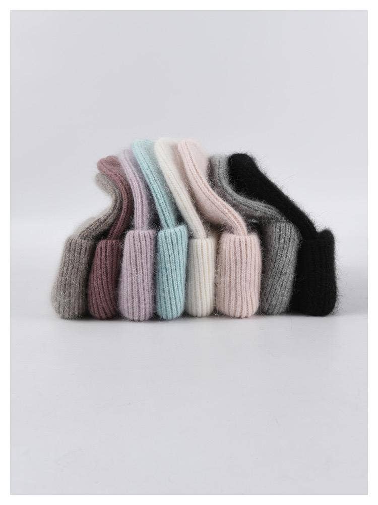 Angora Beanie Hat - Black: Black