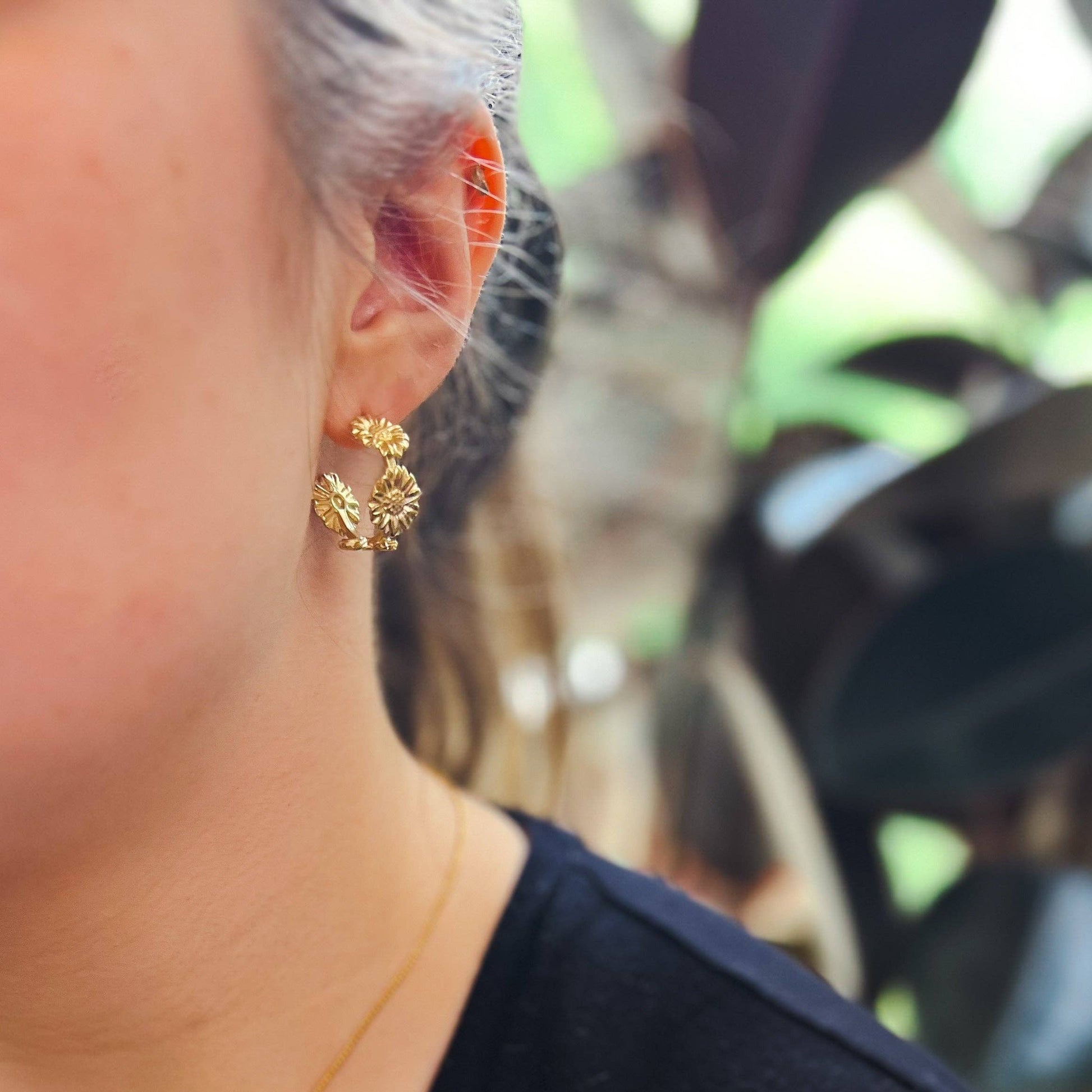 sunflower hoop earring
