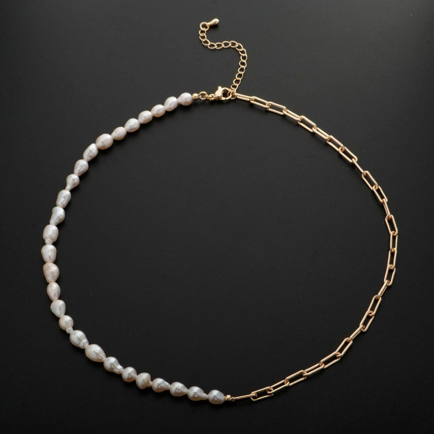 Freshwater Pearl Paperclip Chain Necklace
