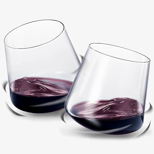 Un-Spillable Stemless Wine Glasses | Set of 2, 13.5oz