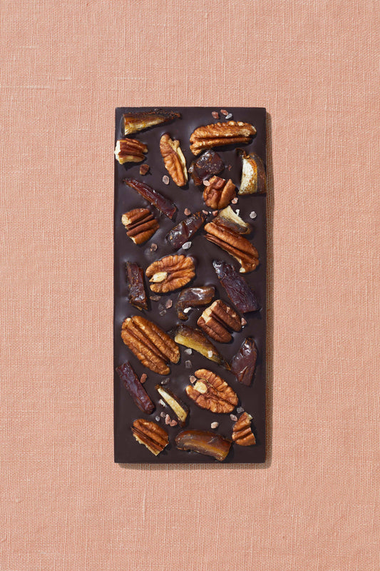 Medjool Date, Pecan, Salt Date-Sweetened Dark Chocolate