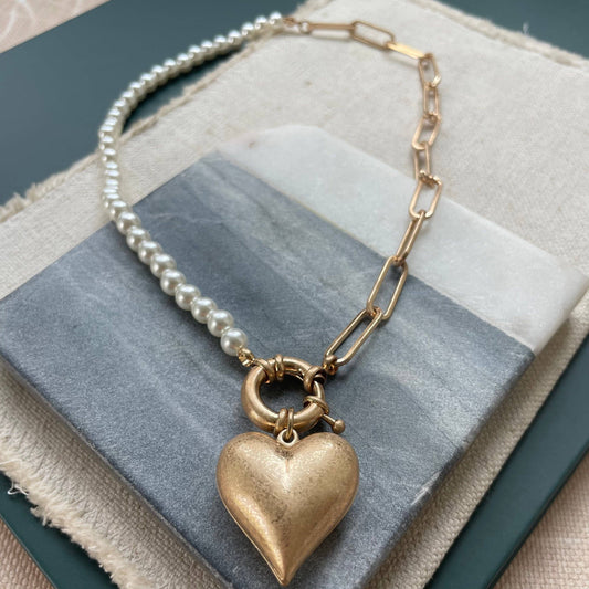 Puffy Heart Toggle Necklace